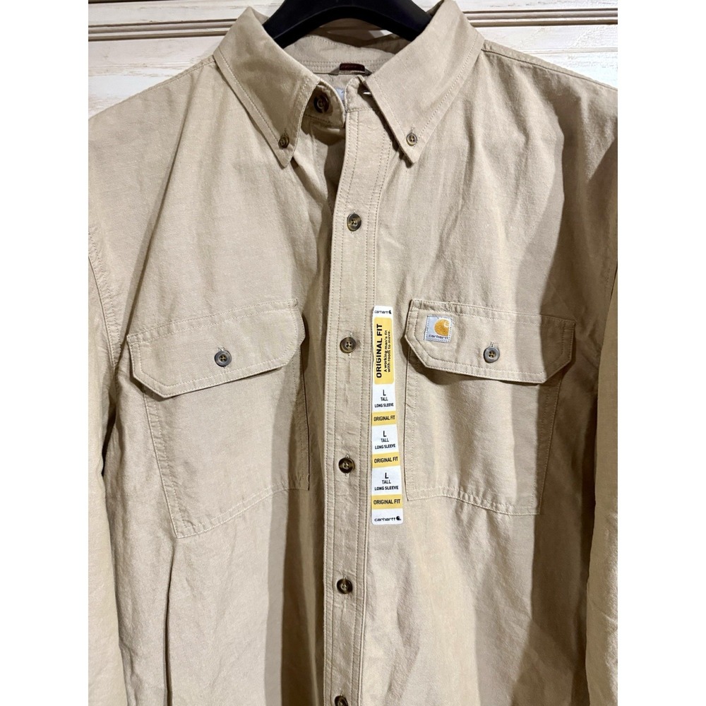 NWT Carhartt L/S Men's Large Tall Original Fit Work Shirt Twill Shirt Khaki